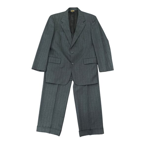Brooks Brothers Gray Striped 100% Wool 2-Piece Suit 42R Jacket 33x28.5 Pants